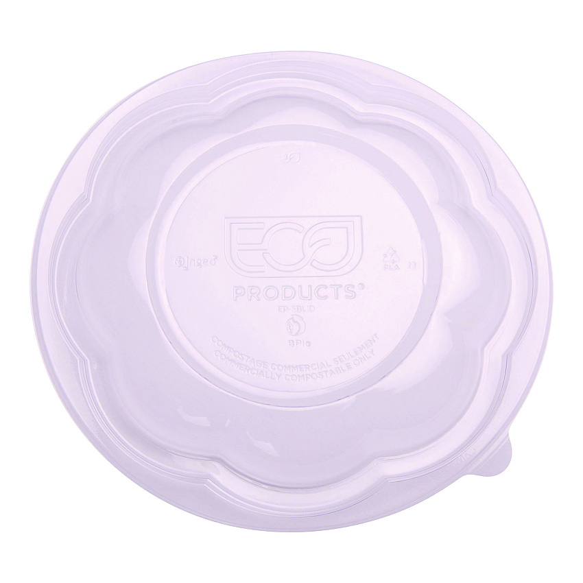 Eco-Products Renewable and Compostable Lids, Fits 24, 32 and 48 oz Salad Bowls, Clear, Plastic, 300/Carton (ECOEPSBLID)