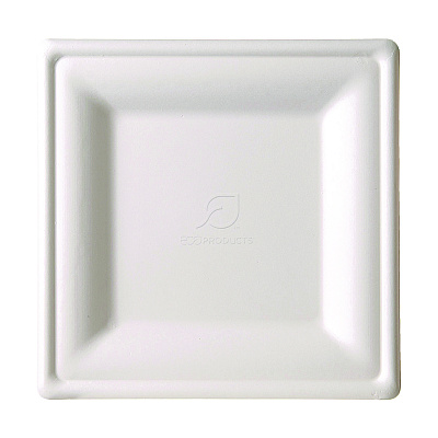 Eco-Products Renewable Square Sugarcane Plates, 10.25 x 10.25, Natural White, 50/Pack, 5 Packs/Carton (ECOEPP023)