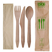 Eco-Products Wood Cutlery, Fork/Knife/Spoon/Napkin, Natural, 500/Carton (ECOEPS215)
