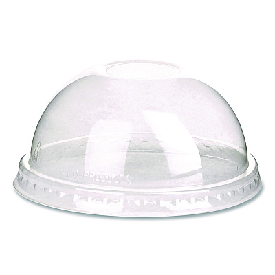 Eco-Products GreenStripe Cold Cup Dome Lids, With Hole, Fits 9oz to 24oz Cups, Clear, 100/Pack, 10 Packs/Carton (ECOEPDLCC)