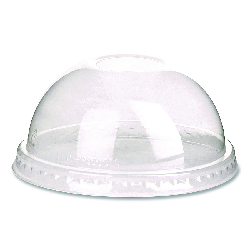Eco-Products GreenStripe Cold Cup Dome Lids, With Hole, Fits 9oz to 24oz Cups, Clear, 100/Pack, 10 Packs/Carton (ECOEPDLCC)