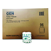 GEN Small Roll Bath Tissue, Septic Safe, 1-Ply, White, 1,000 Sheets/Roll, 96 Rolls/Carton (GEN10001PLY)