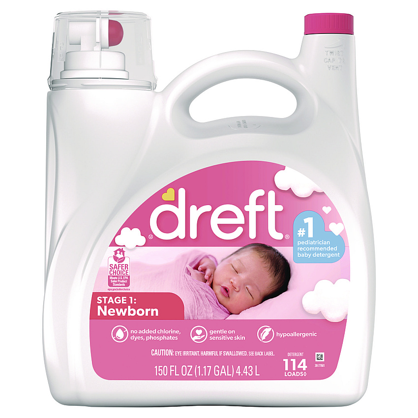 Dreft Ultra Laundry Detergent, Baby Powder Scent, 150 oz Bottle, 4/Carton (PGC12128)