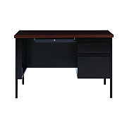 Alera Single Pedestal Steel Desk, 45" x 24" x 29.5", Mocha/Black, Black Legs (ALEHSD4524BM)