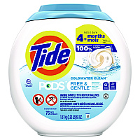 Tide PODS Laundry Detergent, Free and Gentle, 63 oz Tub, 76 Pacs/Tub, 4 Tubs/Carton (PGC09488CT)