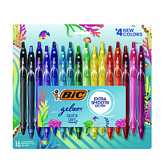 BIC Gel-ocity Quick Dry Gel Pen, Retractable, Medium 0.7 mm, 16 Assorted Ink and Barrel Colors, 16/Pack (BICRGLCGA16AST)
