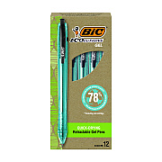 BIC Ecolutions Gel Pen, Retractable, Medium 1 mm, Black Ink, Blue Barrel, 12/Pack (BICRGLE11BLK)