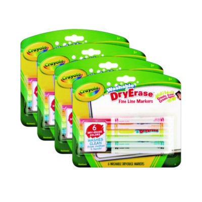 Crayola Tank Dry Erase Markers, Fine Bullet Tip, Assorted Colors, 6/Pack (CYO985906)