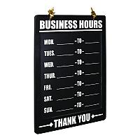 General Printing & Design Business Hours Indoor/Outdoor Hanging Chalkboard, 10 x 0.38 x 20.75, Black/White (EXOEGPHD0311AS)