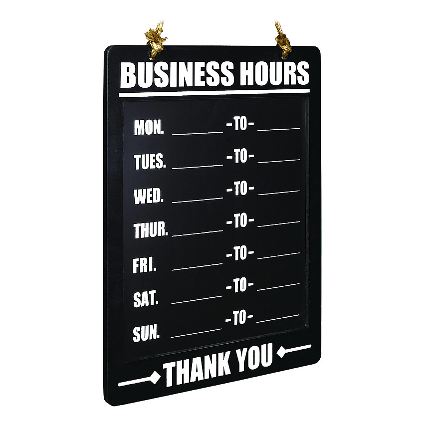 General Printing & Design Business Hours Indoor/Outdoor Hanging Chalkboard, 10 x 0.38 x 20.75, Black/White (EXOEGPHD0311AS)