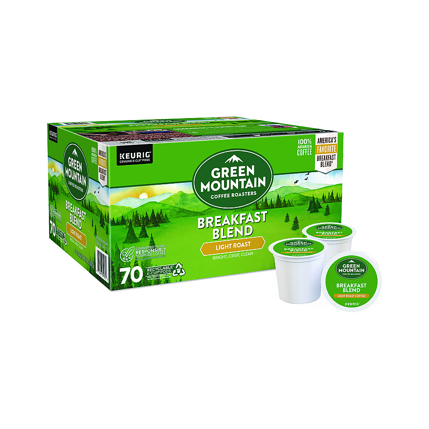Green Mountain Coffee Roasters Roasters Roasters Breakfast Blend Coffee K-Cup Pods, Regular, 70/Box (GMT5000373741)