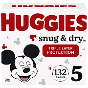 Huggies Snug and Dry Diapers, Size 5, 27+ lbs, 132/Carton (56458)