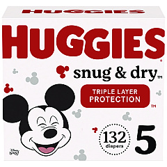 Huggies Snug and Dry Diapers, Size 5, 27+ lbs, 132/Carton (56458)