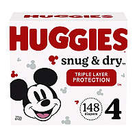 Huggies Snug and Dry Diapers, Size 4, 22 lbs to 37 lbs, 148/Carton (56457)