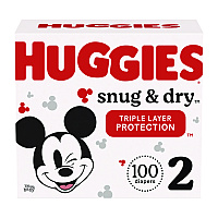 Huggies Snug and Dry Diapers, Size 2, 12 lbs to 18 lbs, 100/Carton (56433)