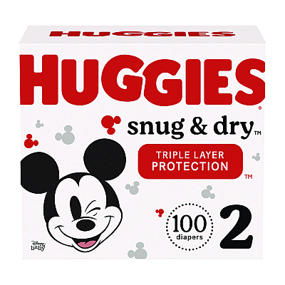 Huggies Snug and Dry Diapers, Size 2, 12 lbs to 18 lbs, 100/Carton (56433)
