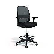 Union & Scale Essentials Mesh Back Drafting Stool, Adjustable Lumbar Support, Supports Up to 275 lb, 26.6" to 33.6" Seat Height, Black (UOSUN60992)