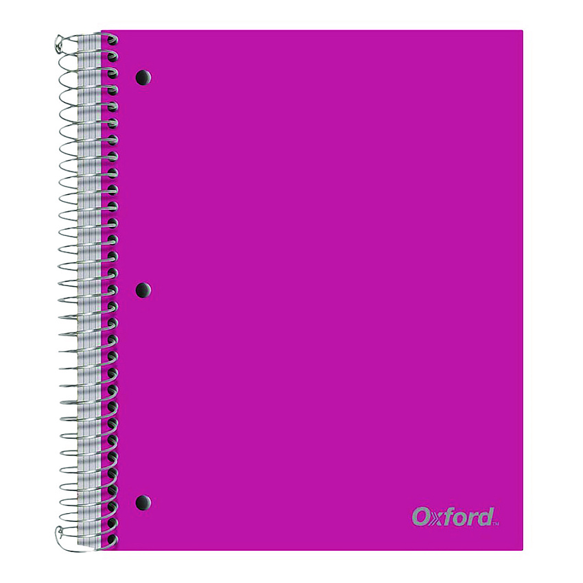 Oxford Five-Subject Notebook, 5 Subject, College Rule, Randomly Assorted Cover Color, (200) 11 x 9 Sheets (OXF10588)