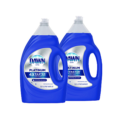Dawn Platinum Liquid Dish Detergent, Refreshing Rain, 54.8 oz Bottle, 2/Pack (PGC04504)