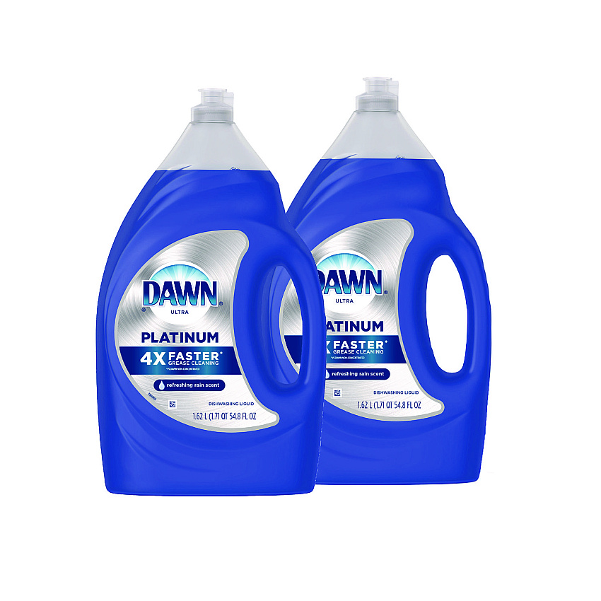 Dawn Platinum Liquid Dish Detergent, Refreshing Rain, 54.8 oz Bottle, 2/Pack (PGC04504)