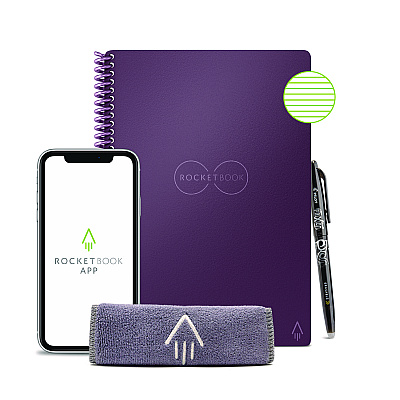 Rocketbook Core Smart Notebook, College Rule, Plum Cover, (38) 8.8 x 6 Sheets (RKBEVR2EKCRR)