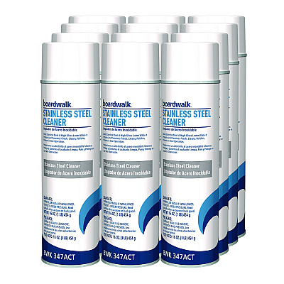 Boardwalk Stainless Steel Cleaner and Polish, Lemon, 18 oz Aerosol Spray, 12/Carton (BWK347ACT)
