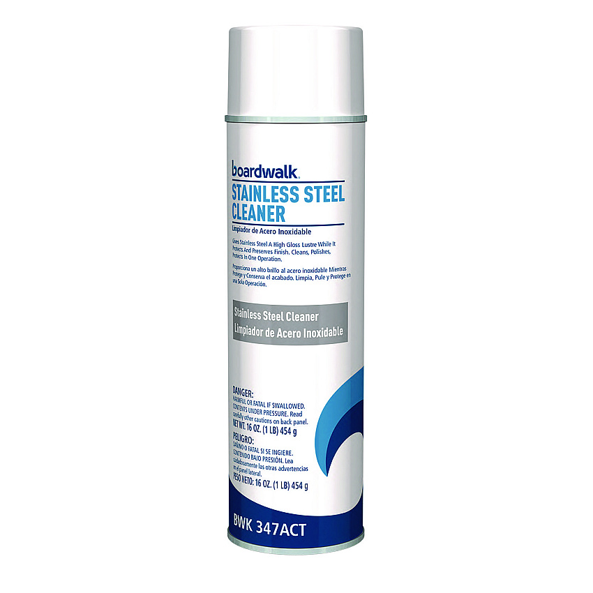 Boardwalk Stainless Steel Cleaner and Polish, Lemon, 18 oz Aerosol Spray (BWK347AEA)