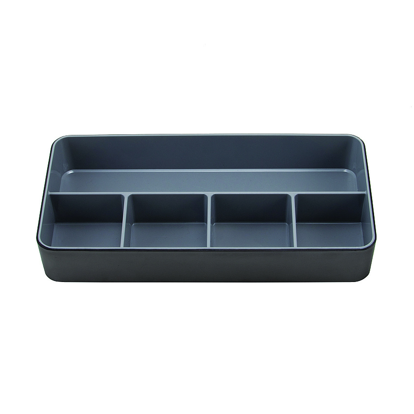 Advantus Fusion Five-Compartment Plastic Accessory Holder, Plastic, 12.25 x 6 x 2, Black/Gray (AVT37682)
