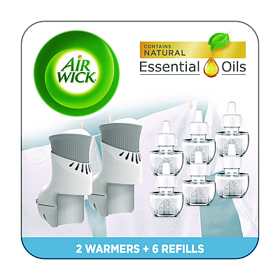 Air Wick Plug-in Scented Oil Starter Kit, Fresh Linen, 0.67 oz, 8/Pack (RAC01914CT)