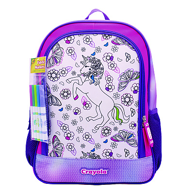 Crayola Color-Your-Own Backpack, Mystical Unicorn, 15 x 5 x 16, Pink/Purple (CYOB23CL56804ST)