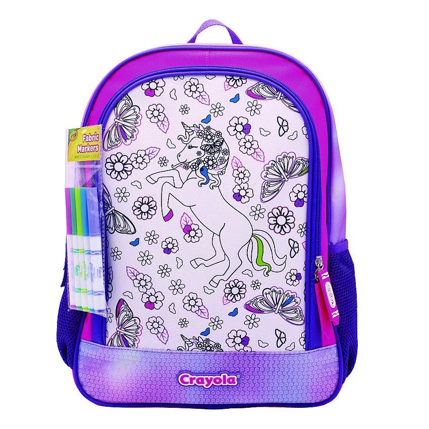 Crayola Color-Your-Own Backpack, Mystical Unicorn, 15 x 5 x 16, Pink/Purple (CYOB23CL56804ST)