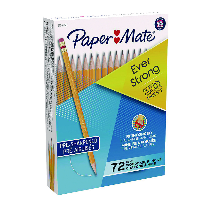 Paper Mate EverStrong #2 Pencils, HB (#2), Black Lead, Yellow Barrel, 72/Box (PAP2154955)