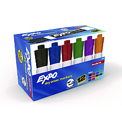 EXPO Low-Odor Dry-Erase Marker, Broad Chisel Tip, Assorted Colors, 12/Box (SAN81043)