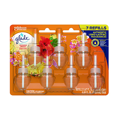 Glade Plugins Scented Oil Refill, Hawaiian Breeze, 0.67 oz, 7/Pack (SJN350767)