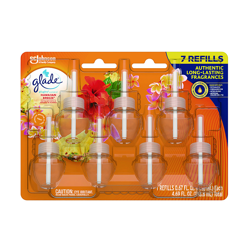 Glade Plugins Scented Oil Refill, Hawaiian Breeze, 0.67 oz, 7/Pack (SJN350767)
