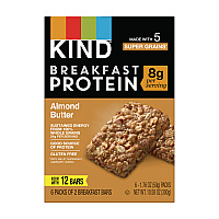 KIND Breakfast Protein Bars, Almond Butter, 1.76 oz Two-Bar Packs, 6/Box (KNDPHW41935)
