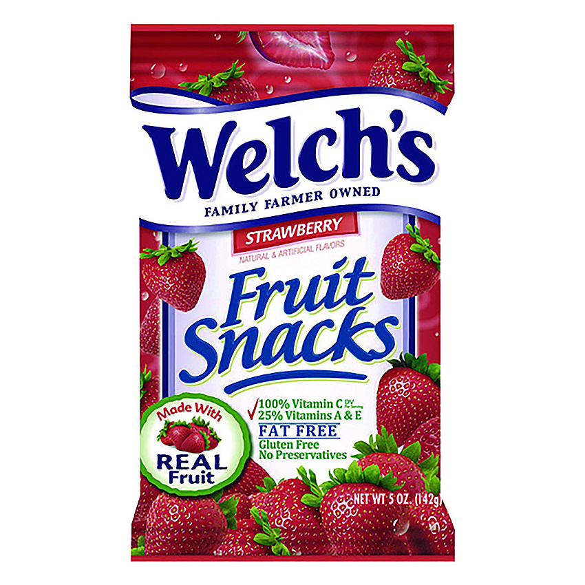 Welch's Fruit Snacks, Strawberry, 5 oz Pouch, 12/Box (WELPIM05096)