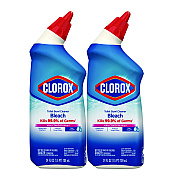 Clorox Disinfecting Toilet Bowl Cleaner with Bleach, Rain Clean Scent, 24 oz Bottle, 2/Pack (CLO30924)