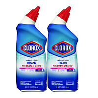 Clorox Disinfecting Toilet Bowl Cleaner with Bleach, Rain Clean Scent, 24 oz Bottle, 2/Pack (CLO30924)