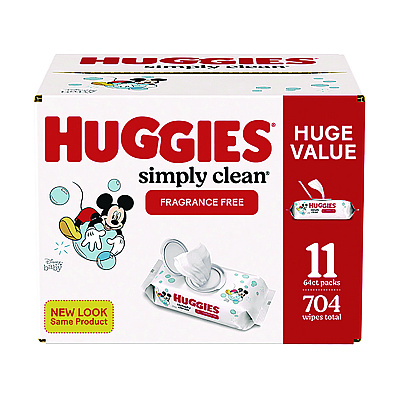 Huggies Simply Clean Fragrance Free Baby Wipes, 64/Pack, 11 Packs/Carton (KCC53611)