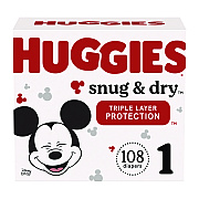 Huggies Snug and Dry Diapers, Size 1, 8 lbs to 14 lbs, 108/Carton (56432)