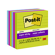 Post-it Notes Super Sticky Note Pads in Summer Joy Color Collection Colors, 4" x 4", Note Ruled, 90 Sheets/Pad, 6 Pads/Pack (MMM6756SSJOY)
