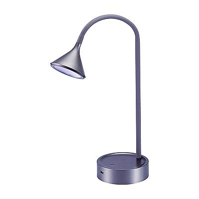 BLACK+DECKER Flexible Gooseneck LED Desk Lamp, with USB Port, Gray (BLDVLED1812GRBD)