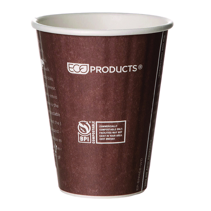 Eco-Products World Art Renewable and Compostable Insulated Hot Cups, PLA, 8 oz, 40/Pack, 20 Packs/Carton (ECOEPBNHC8WD)