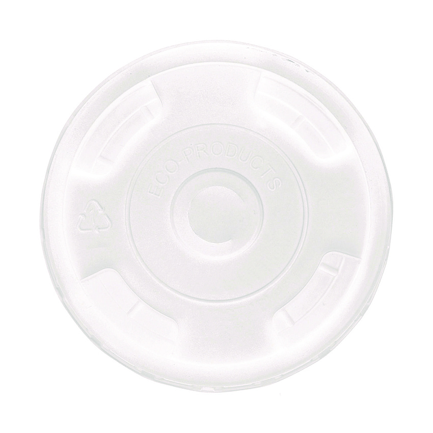 Eco-Products BlueStripe Recycled Content Cold Cup Flat Lids, Fits 9 oz to 24 oz Cups, Clear, 100/Pack, 10 Packs/Carton (ECOEPCRFL)