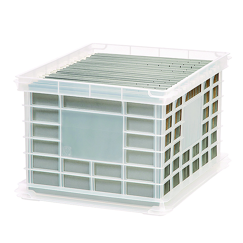 IRIS File Storage Durable Plastic Crate, 13.88 x 17.13 x 10.5, Clear (IRS270011200308)