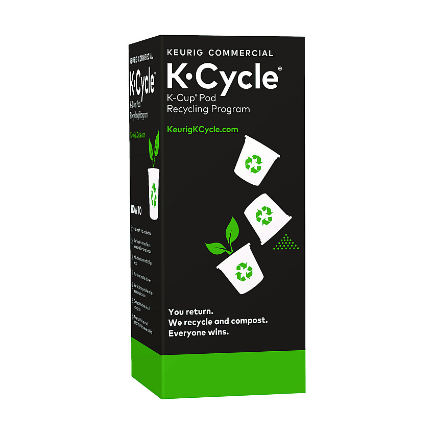 Keurig K-Cycle Cardboard Indoor Recycling Bin, Large, Cardboard, Black/Green/White, 5/Pack (KEU5000350631)