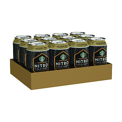 Starbucks Nitro Cold Brew Coffee, Vanilla Sweet Cream, 9.6 oz Can, 12/Carton (SBKPEP19290)