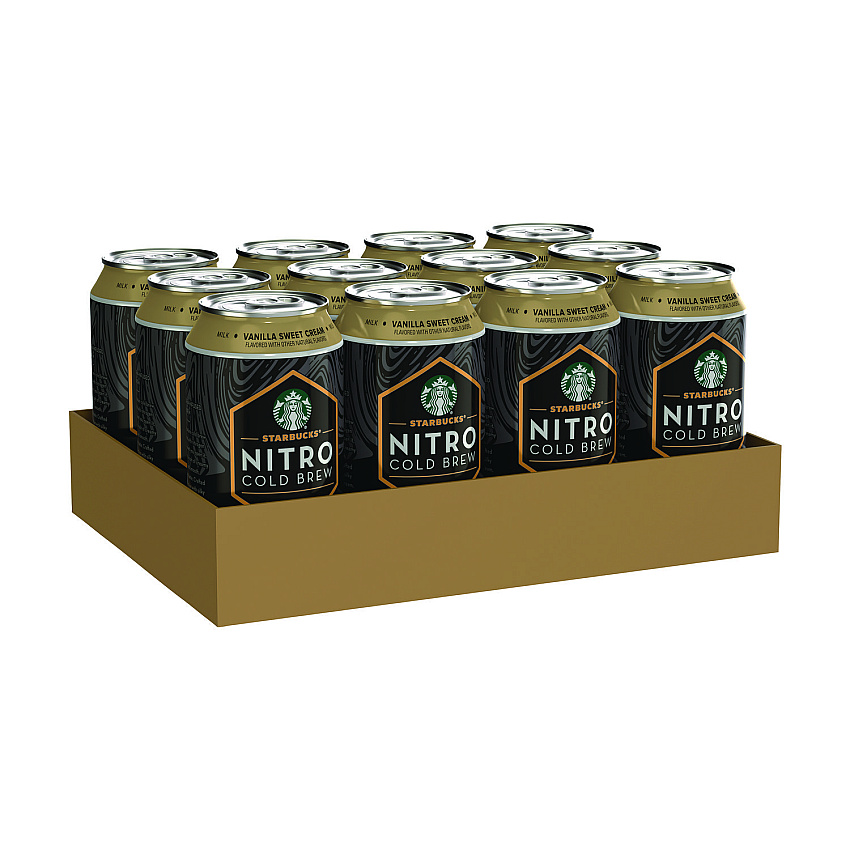 Starbucks Nitro Cold Brew Coffee, Vanilla Sweet Cream, 9.6 oz Can, 12/Carton (SBKPEP19290)