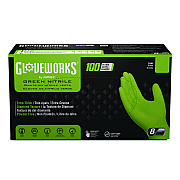 GloveWorks by AMMEX Heavy-Duty Industrial Nitrile Gloves, Powder-Free, 8 mil, Medium, Green, 100 Gloves/Box, 10 Boxes/Carton (AXCGWGN44100CT)